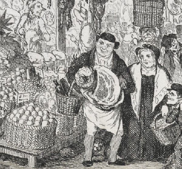 Print of 19th century Christmas market
