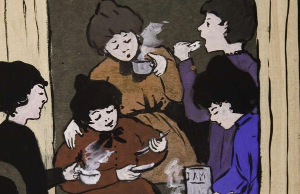 Painting by Emily Carr of Women drinking tea