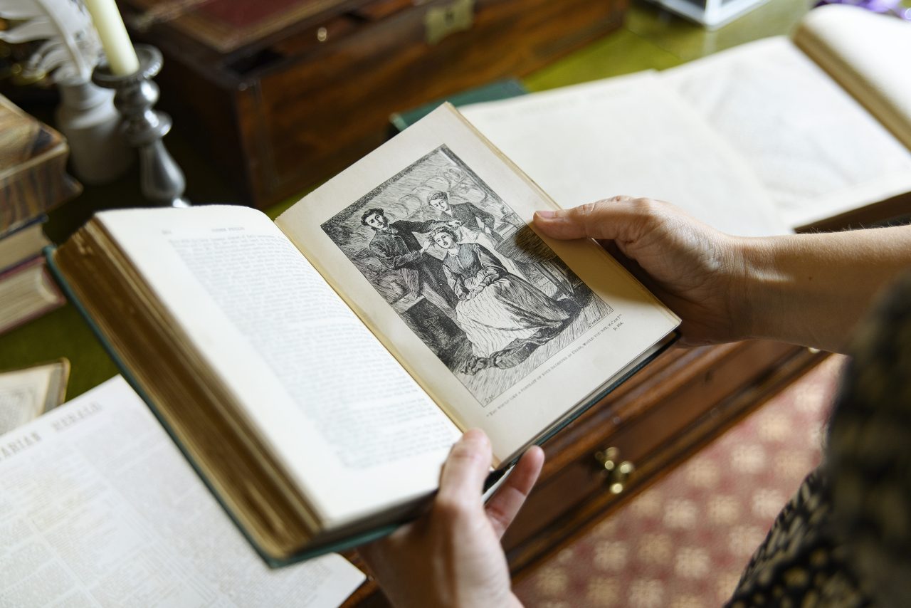 Book held open in the study