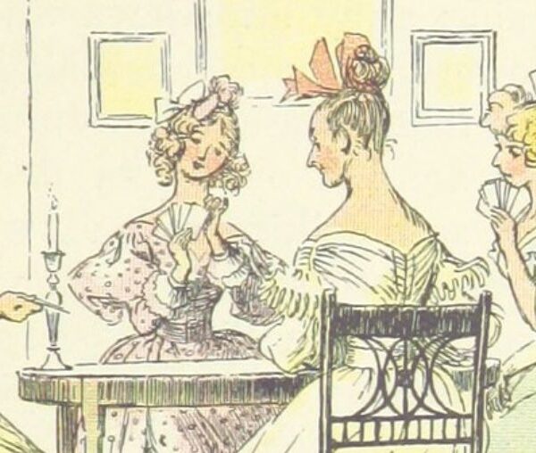 illustration of women playing cards