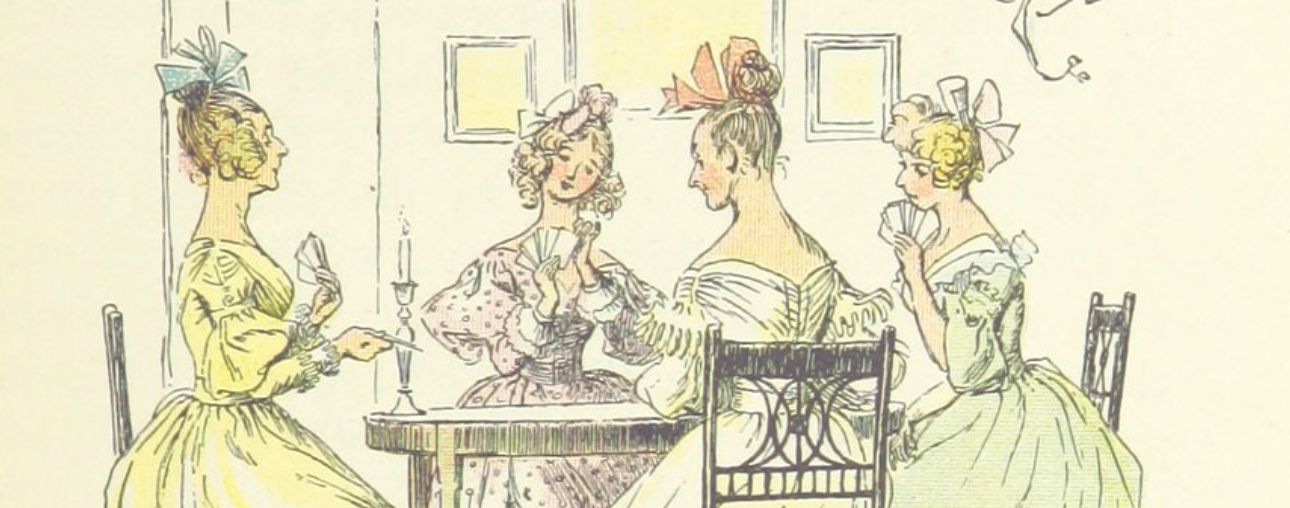 illustration of women playing cards