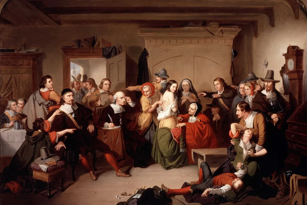 Colour painting of a witch trial